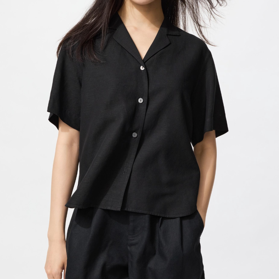 Uniqlo – рубашка Linen Blend Open Collar Shirt