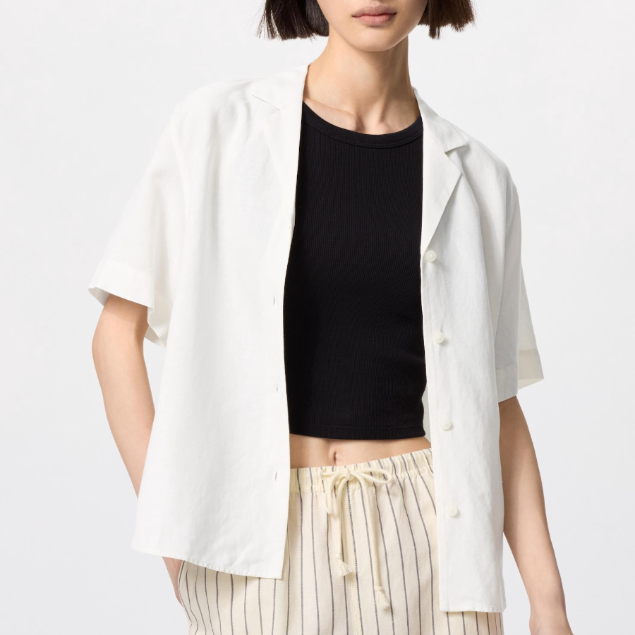 Uniqlo – рубашка Linen Blend Open Collar Shirt