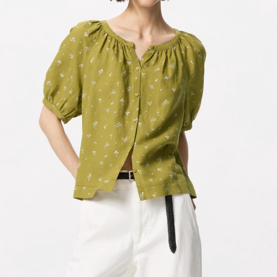 Uniqlo – блузка Linen Blend Volume Sleeve Blouse
