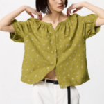 Uniqlo – блузка Linen Blend Volume Sleeve Blouse