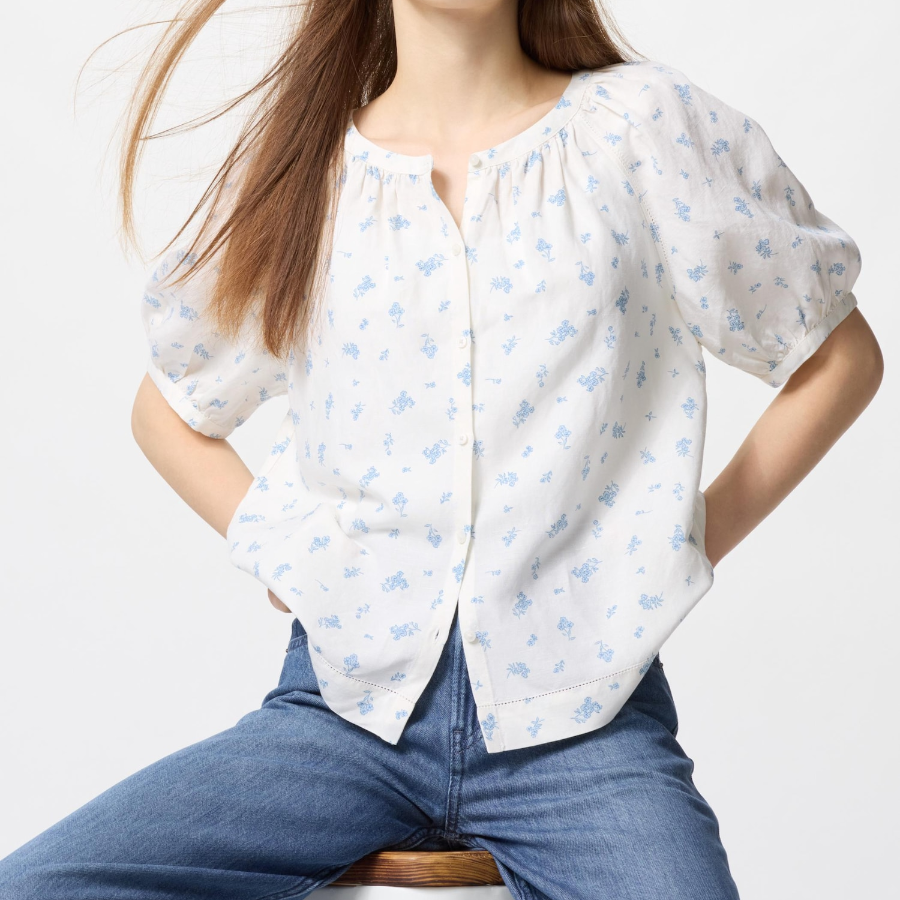 Uniqlo – блузка Linen Blend Volume Sleeve Blouse