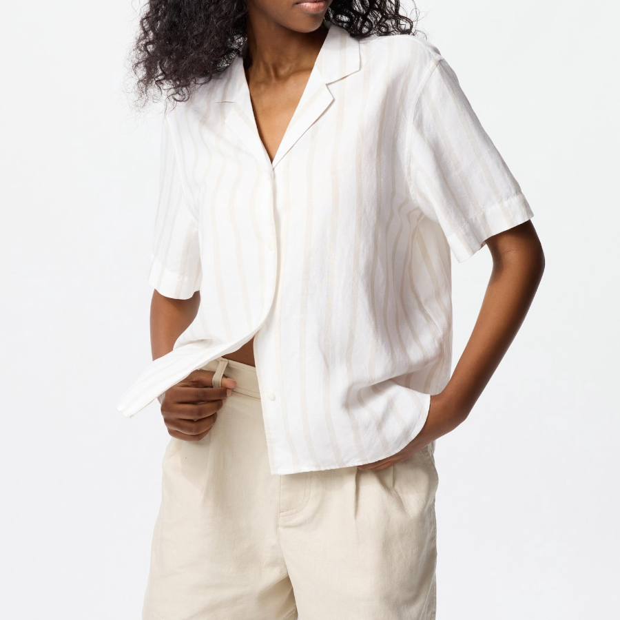 Uniqlo – рубашка Linen Blend Open Collar Shirt