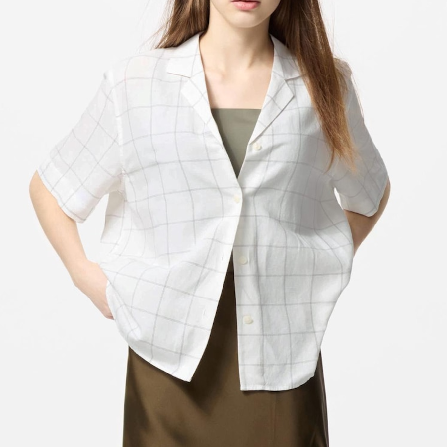 Uniqlo – рубашка Linen Blend Open Collar Shirt