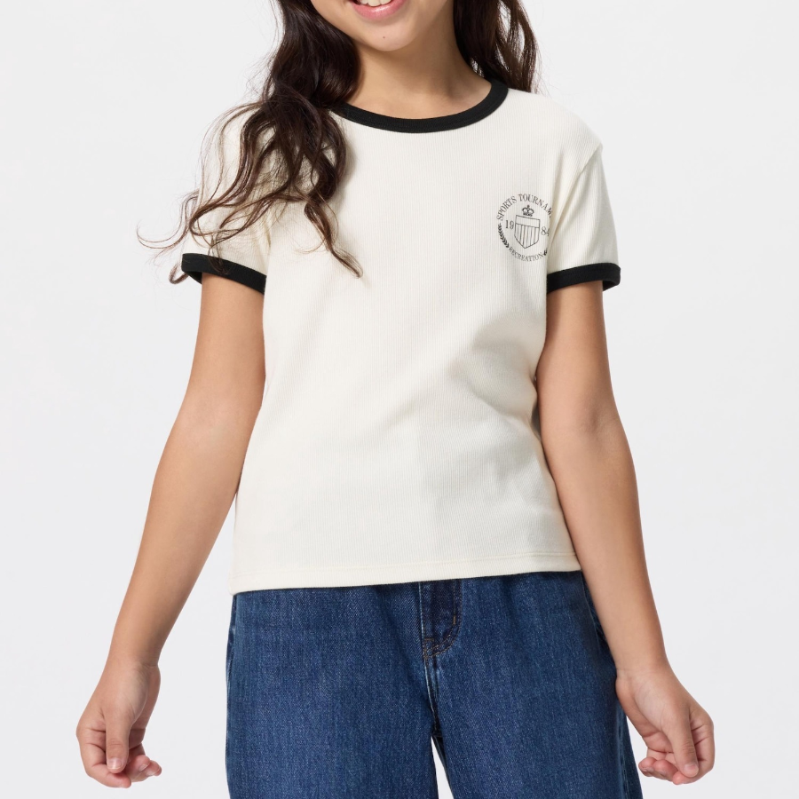 UNIQLO GIRLS Soft Rib Mini T (Ringer)
