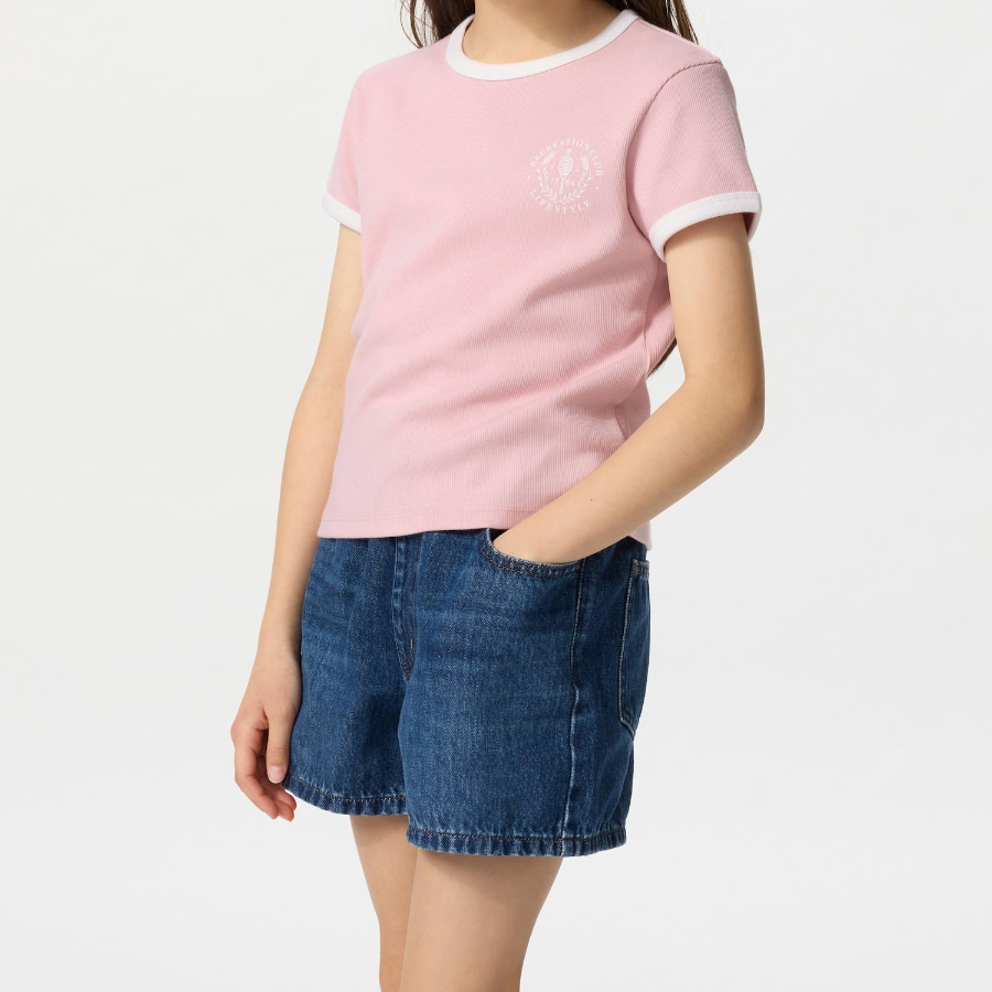 UNIQLO GIRLS Soft Rib Mini T (Ringer)