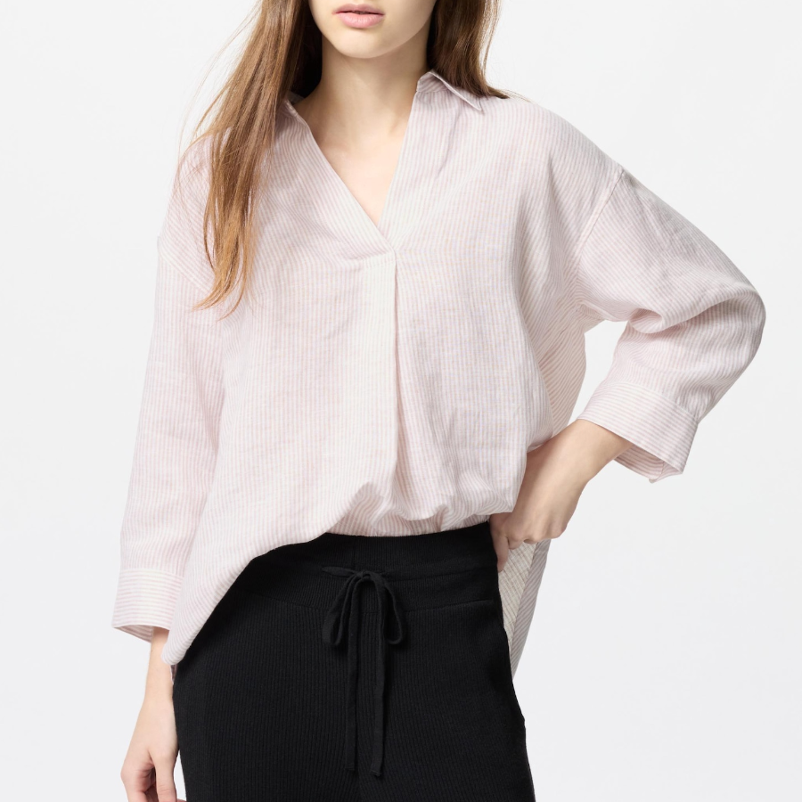 Uniqlo – рубашка PREMIUM LINEN SKIPPER COLLAR SHIRT