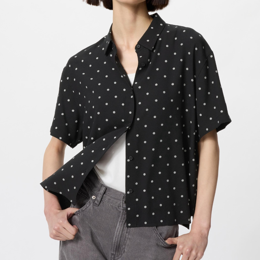 Uniqlo – блузка RAYON BLOUSE (SHORT SLEEVE, PRINT)