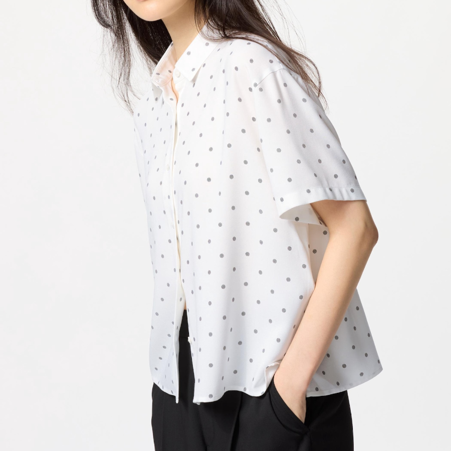 Uniqlo – блузка RAYON BLOUSE (SHORT SLEEVE, PRINT)