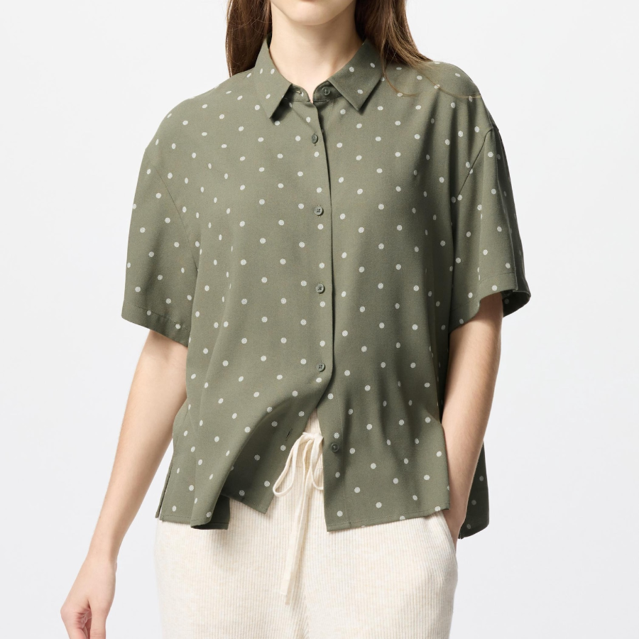 Uniqlo – блузка RAYON BLOUSE (SHORT SLEEVE, PRINT)