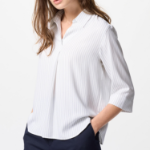 Uniqlo – блузка RAYON SKIPPER COLLAR BLOUSE (STRIPE)