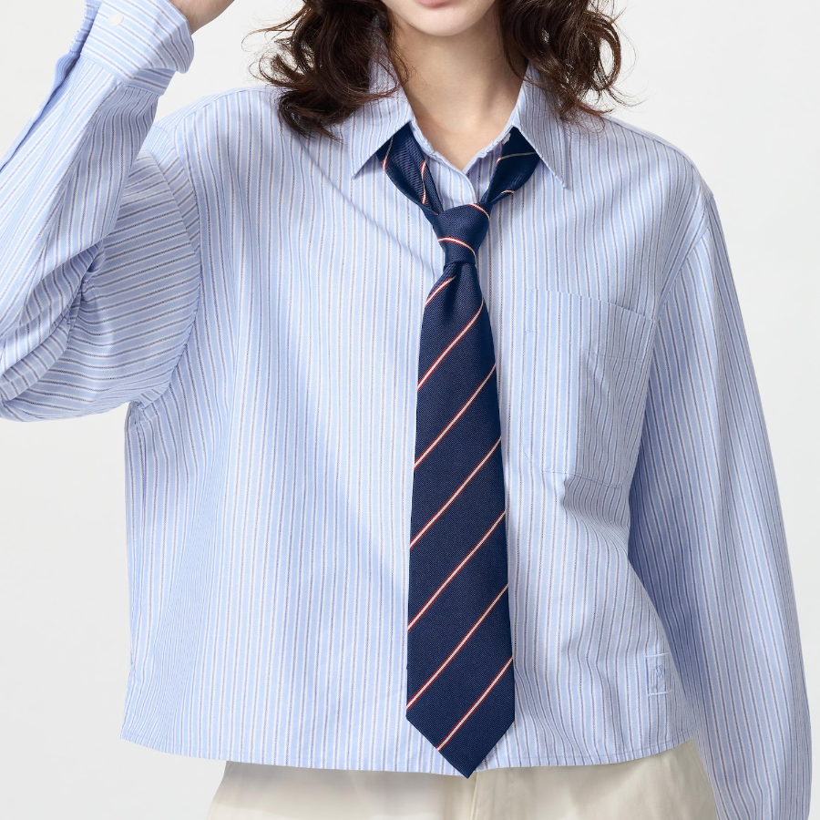 Uniqlo – рубашка OXFORD BOXY SHIRT (LONG SLEEVE, STRIPE)