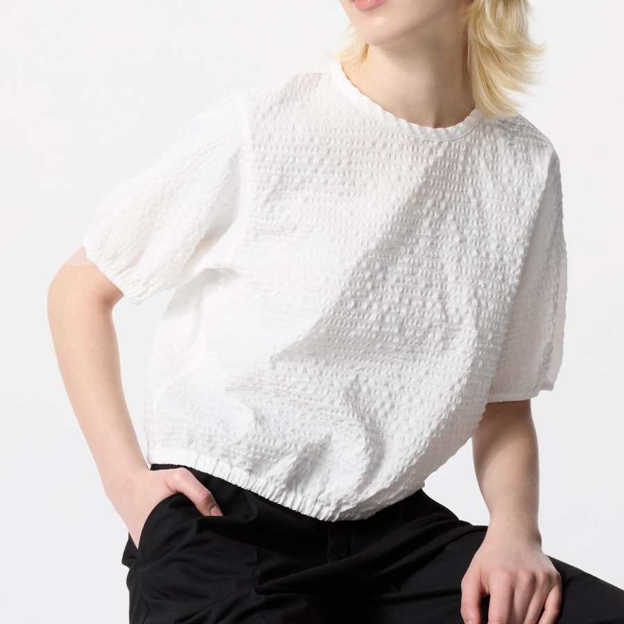 Uniqlo – блузка SEERSUCKER VOLUME BLOUSE (SHORT SLEEVE)