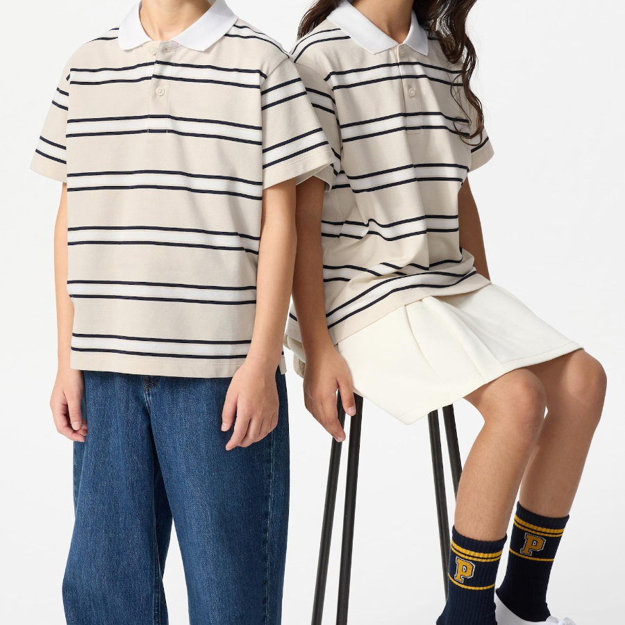 UNIQLO KIDS DRY Pique Stripe Polo Shirt (Short Sleeve)