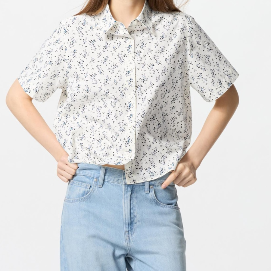 Uniqlo – рубашка COTTON SHORT SHIRT (SHORT SLEEVE, PRINT)