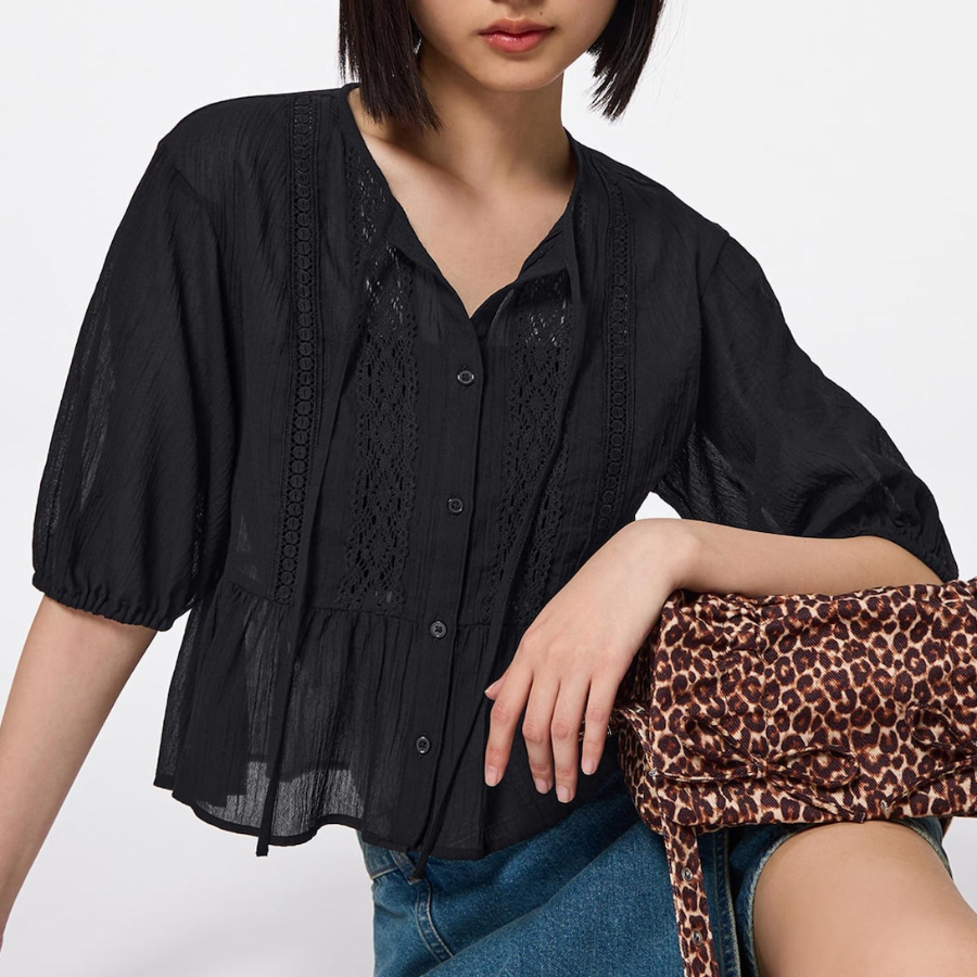 Uniqlo – блузка GU LACE PEPLUM BLOUSE (SHORT SLEEVE)
