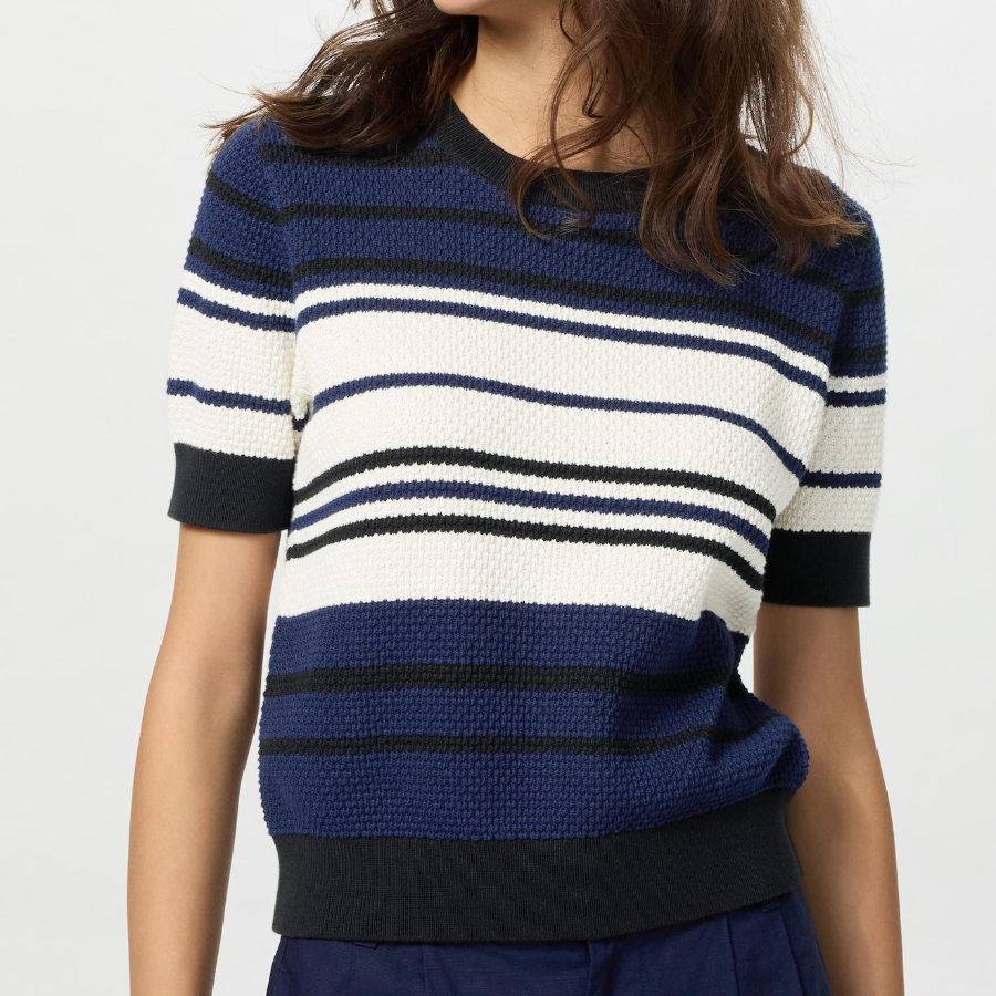 Uniqlo – свитер Cotton Popcorn Sweater (Short Sleeve, Stripe)
