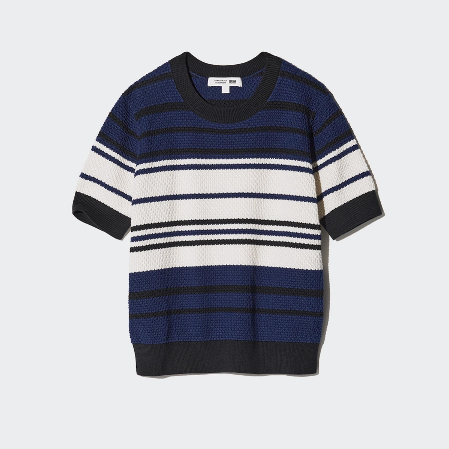 Uniqlo – свитер Cotton Popcorn Sweater (Short Sleeve, Stripe)