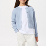 UNIQLO GIRLS Washable Knit Rib Cardigan