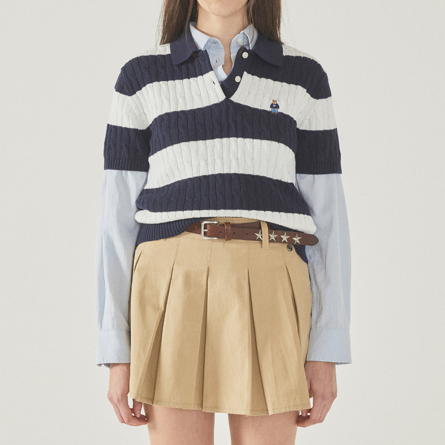 WHO.A.U — свитер Steve Collar Cable Short Sleeve Sweater