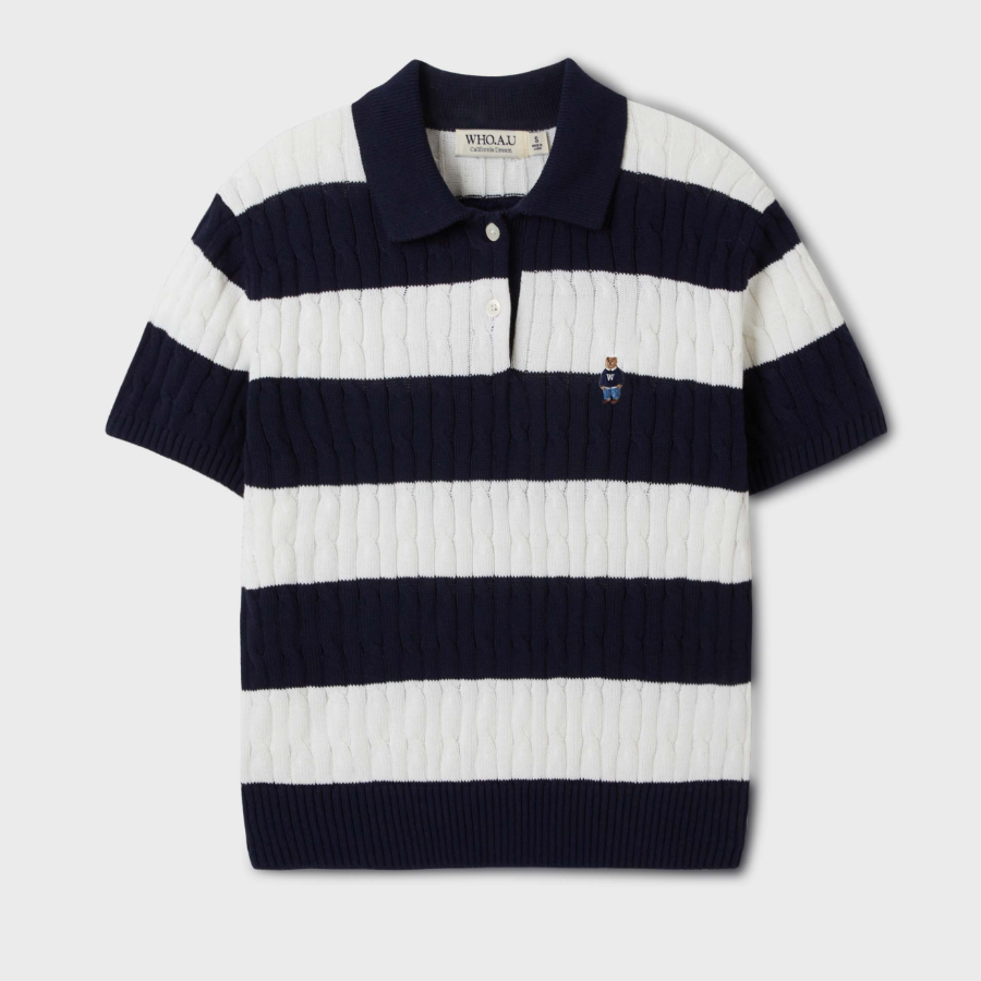 WHO.A.U — свитер Steve Collar Cable Short Sleeve Sweater