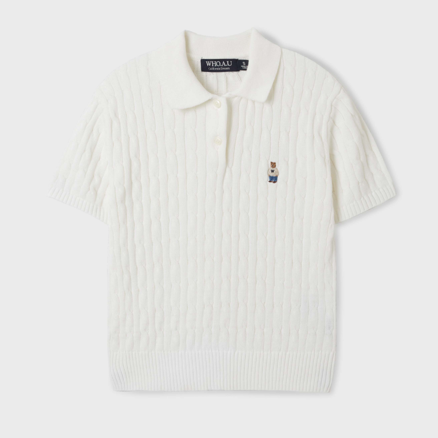 WHO.A.U — свитер Steve Collar Cable Short Sleeve Sweater