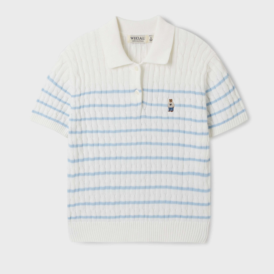 WHO.A.U — свитер Steve Collar Cable Short Sleeve Sweater