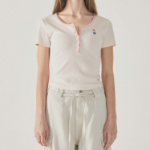 WHO.A.U — футболка Steve Ribbed Henry Neck T-Shirt[B]