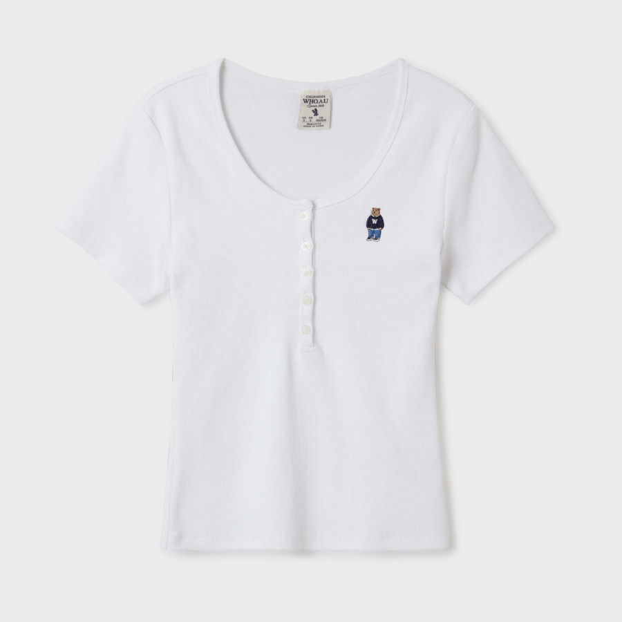 WHO.A.U — футболка Steve Ribbed Henry Neck T-Shirt[B]