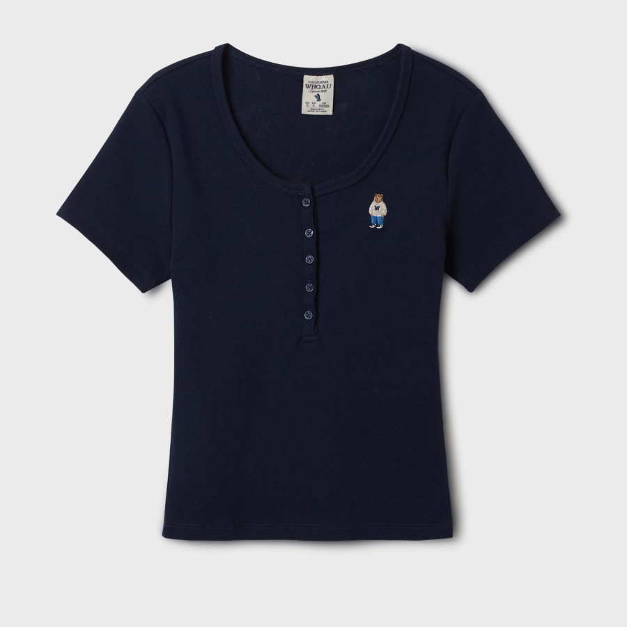 WHO.A.U — футболка Steve Ribbed Henry Neck T-Shirt[B]