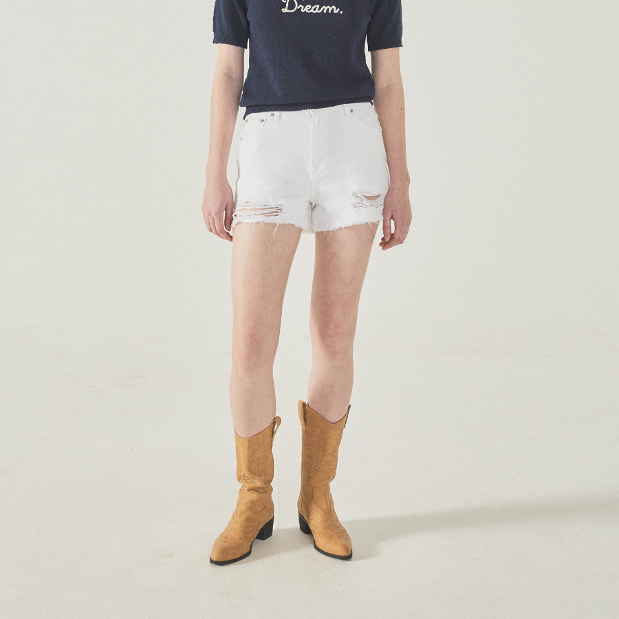 WHO.A.U — джинсовые шорты Destroyed Short Denim Shorts