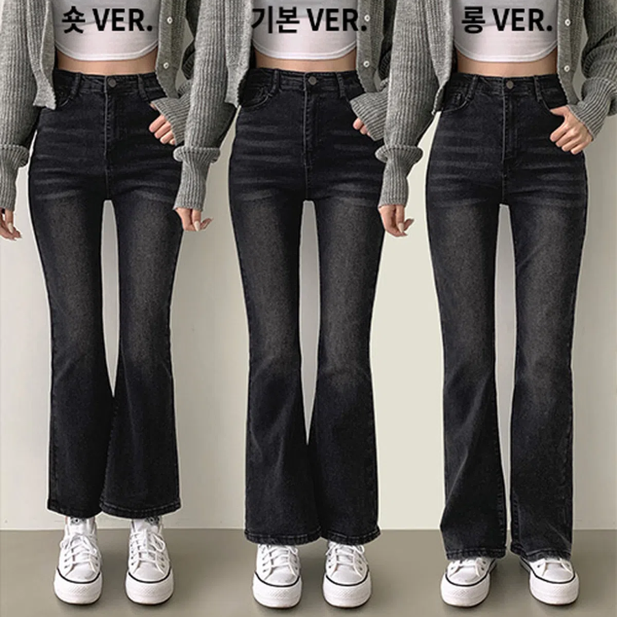 Джинсы с эластичным поясом, длинные, кроя bootcut на все сезоны