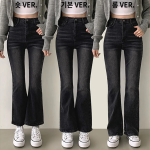 Джинсы с эластичным поясом, длинные, кроя bootcut на все сезоны