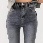 Джинсы с эластичным поясом, длинные, кроя bootcut на все сезоны