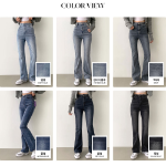 Джинсы с эластичным поясом, длинные, кроя bootcut на все сезоны