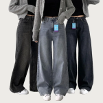 Джинсы из эластичного денима с полной резинкой и широким кроем на все сезоны