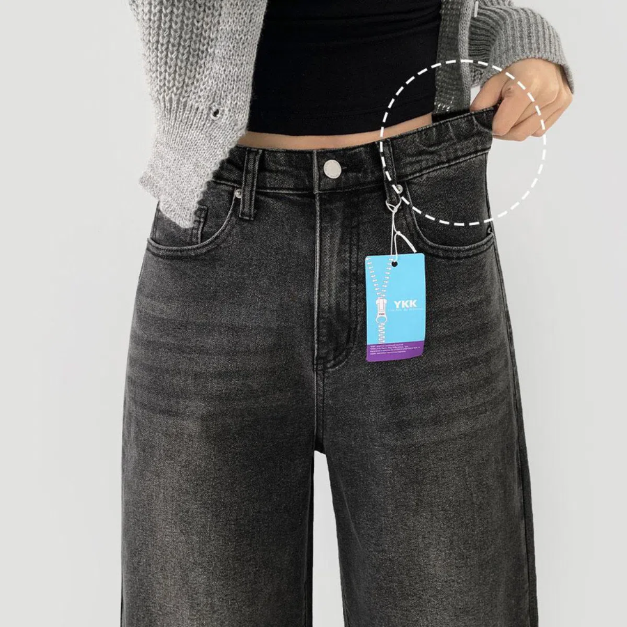 Джинсы из эластичного денима с полной резинкой и широким кроем на все сезоны