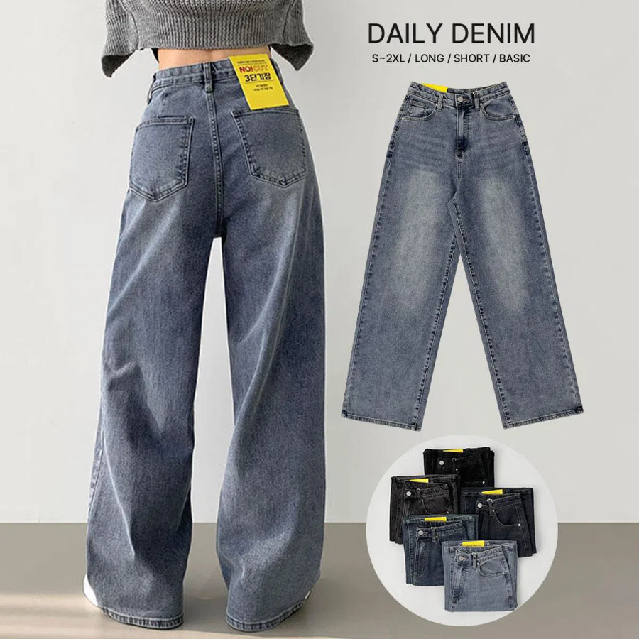 Джинсы из эластичного денима с полной резинкой и широким кроем на все сезоны