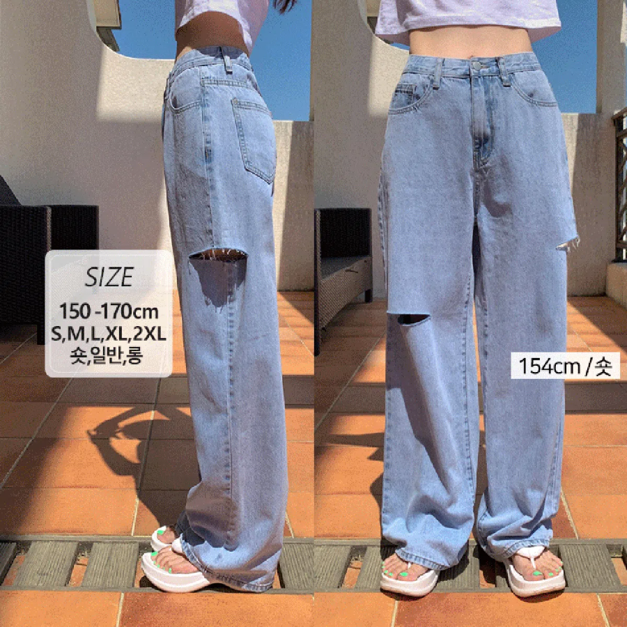 Летние джинсы с резинкой на поясе и рваными деталями