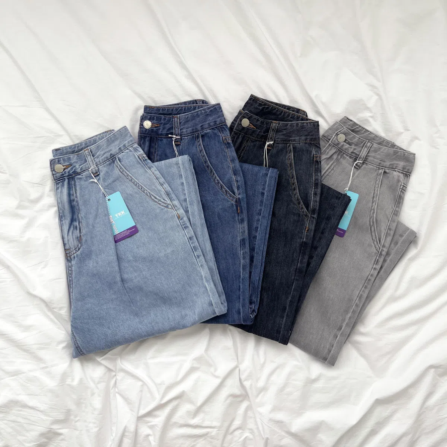 Летние длинные wide-fit джинсы с защипами, резинкой и эффектом охлаждения