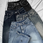 Женские джинсы с завышенной талией, варкой и ультра-широким кроем на кнопках