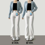 Женские джинсы из необработанного денима с полуприталенным кроем и лёгким клёшем