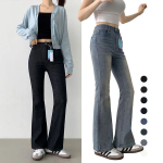 Женские джинсы из необработанного денима с полуприталенным кроем и лёгким клёшем