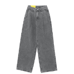 Женские джинсы с эластичным поясом, защипами и широким кроем