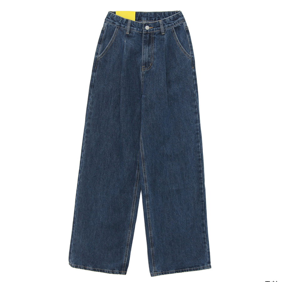 Женские джинсы с эластичным поясом, защипами и широким кроем