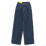 Женские джинсы с эластичным поясом, защипами и широким кроем