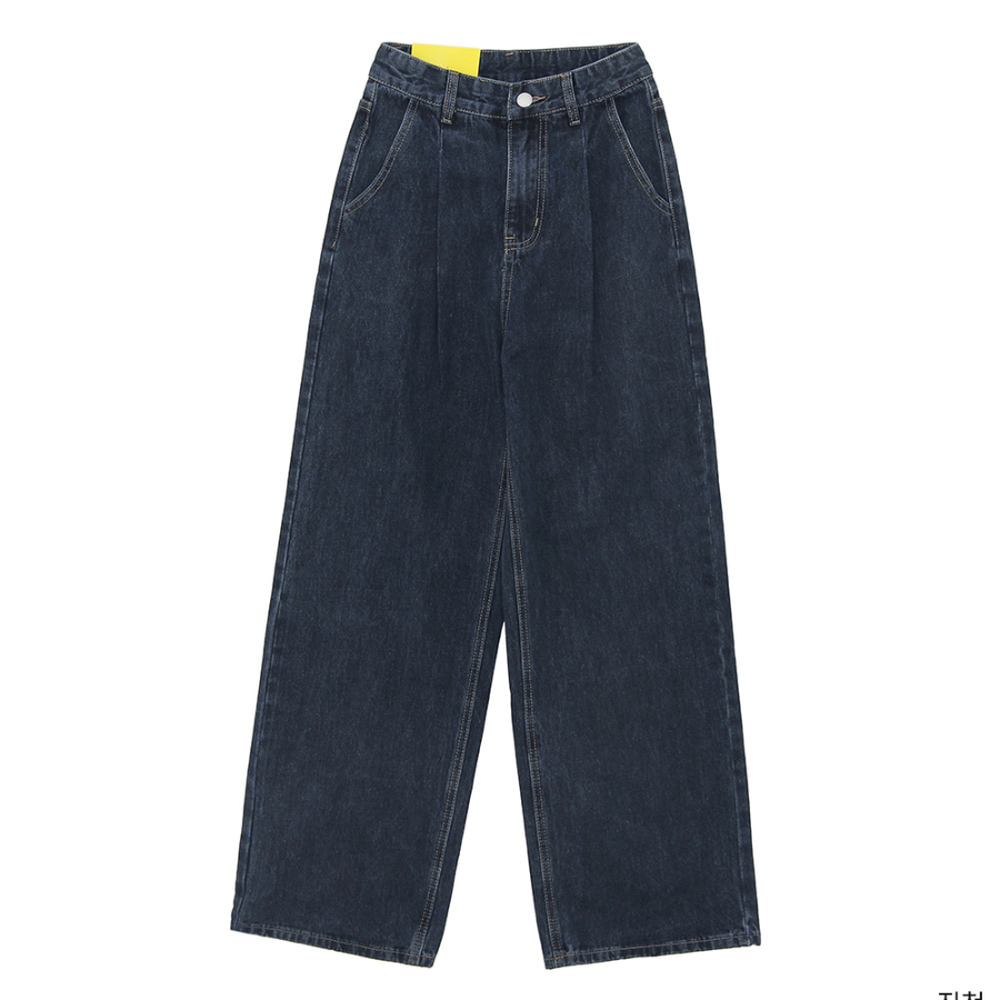 Женские джинсы с эластичным поясом, защипами и широким кроем