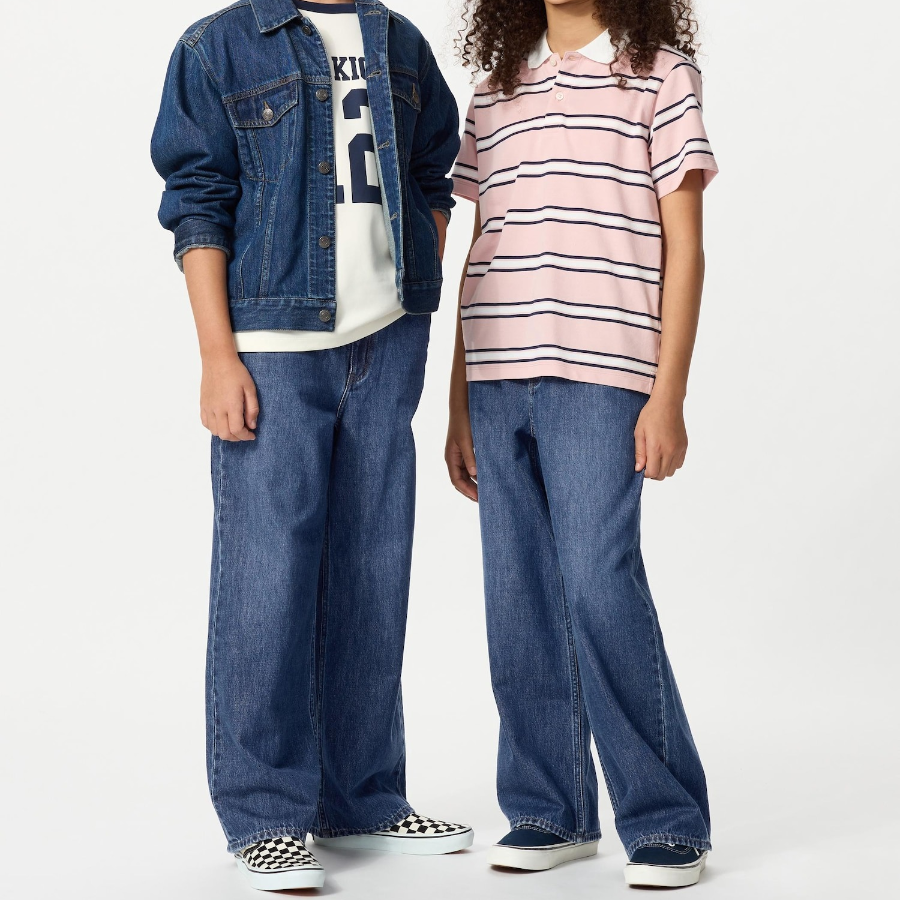 UNIQLO KIDS Wide Fit Straight Jeans (Denim) A