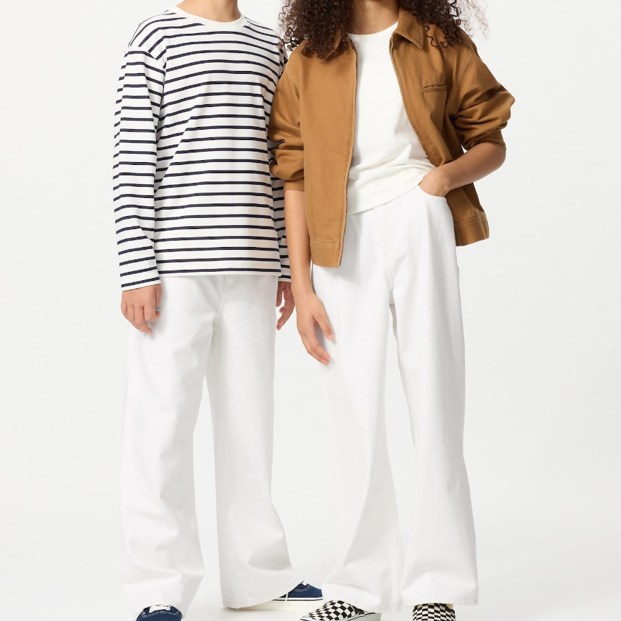 UNIQLO KIDS Wide Fit Straight Jeans (Solid) B