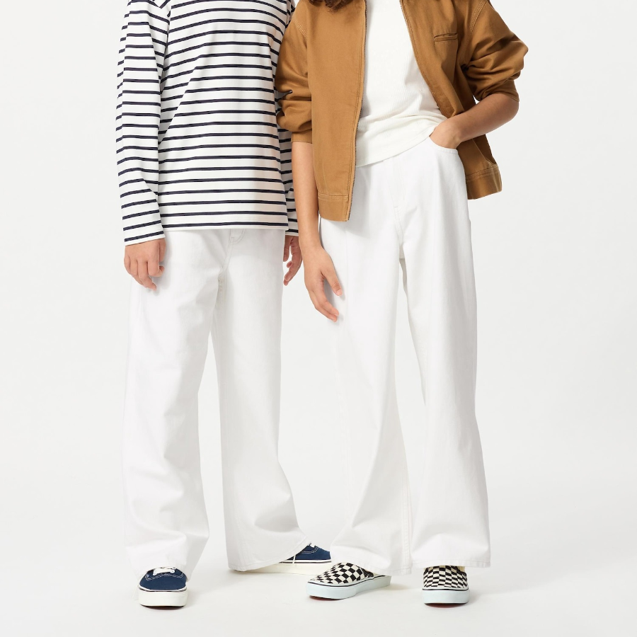 UNIQLO KIDS Wide Fit Straight Jeans (Solid) B