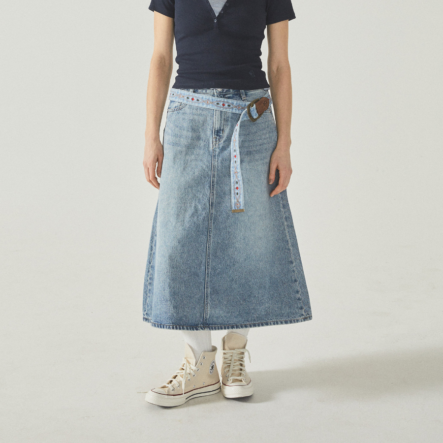 WHO.A.U — юбка Long Denim Cargo Skirt